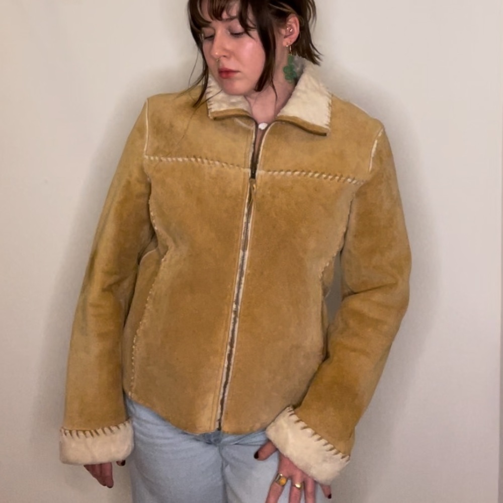 Y2K Vintage Suede Faux Fur Paneled Leather  Suede Jacket